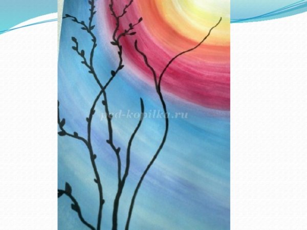 Поэтапное рисование красками Весна