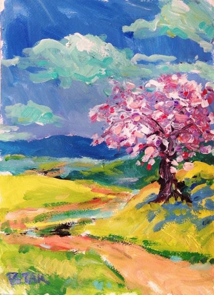 Весенний пейзаж красками