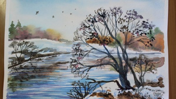 Пейзажи акварелью Весна легкие