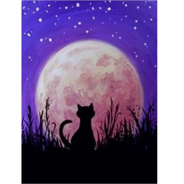 Пейзаж с силуэтом кошки