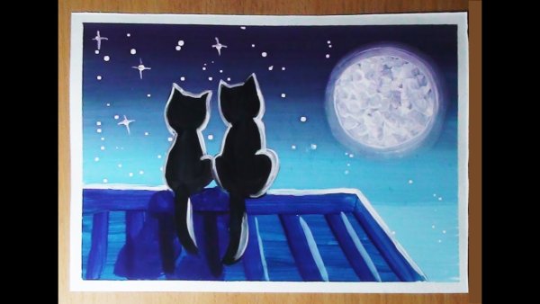 Рисунки на чёрном фоне гуашью