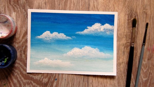 Как нарисовать облака гуашью