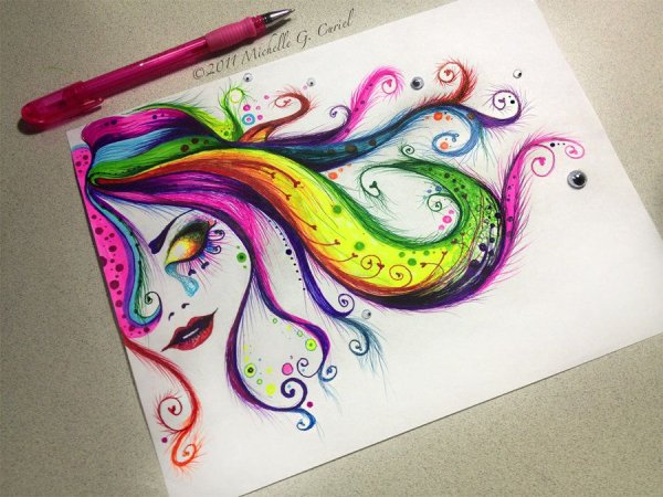 Радужные рисунки для срисовки