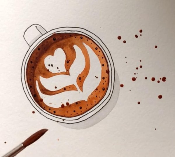 Чашка кофе рисунок маркерами