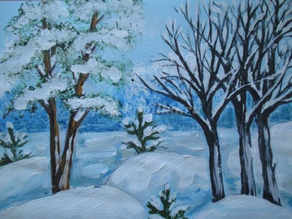 Мастер класс зимний пейзаж гуашью