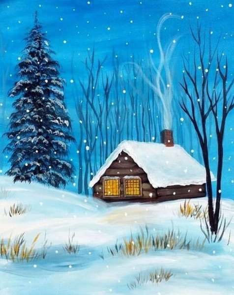 Рисование зимний пейзаж