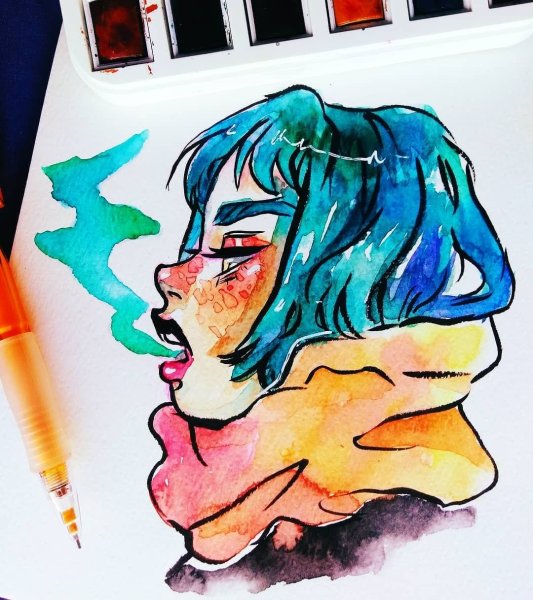 Рисунки людей акывварелюю в скетч бук