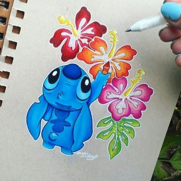 Рисунки фломастерами Стич