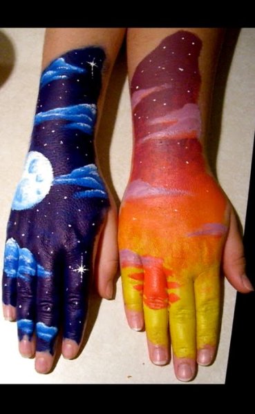 Рисунки на руке красками