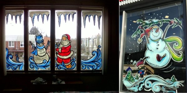 Рисуем новый год маркером на окне