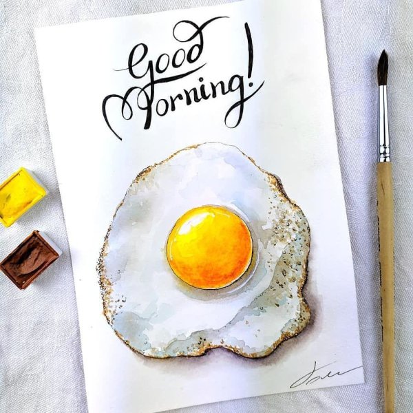 Скетчинг яичница маркерами