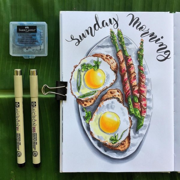 Завтрак скетч маркерами