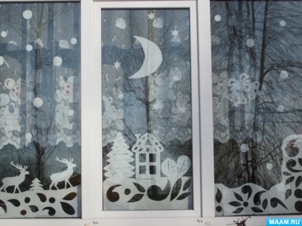 Узоры на новогодние окна в детский сад