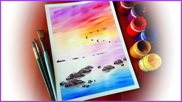 Рисунки красками гуашь для начинающих