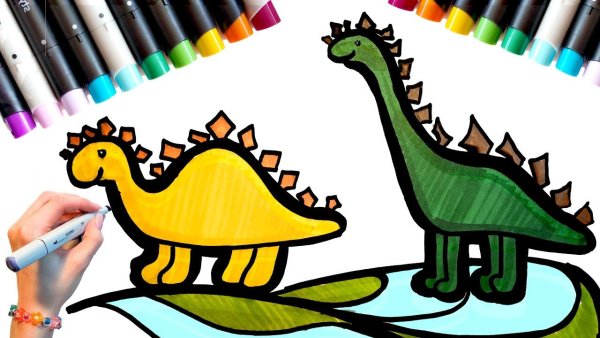 Рисунки динозавров маркерами