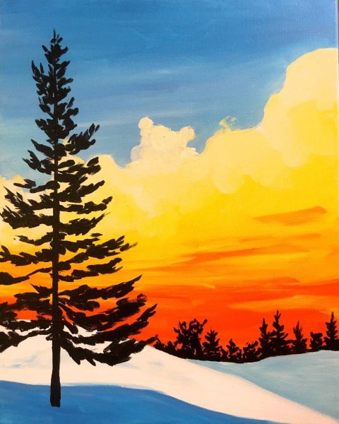 Пейзаж гуашью