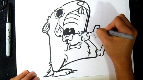 Граффити черным маркером на бумаге