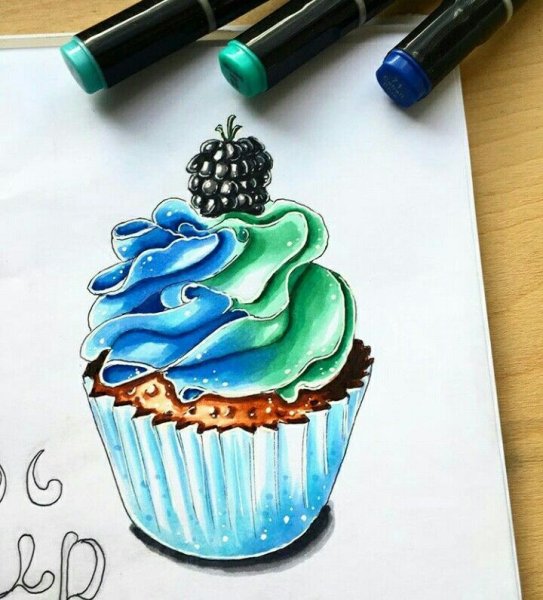 Пироженка рисования маркерами