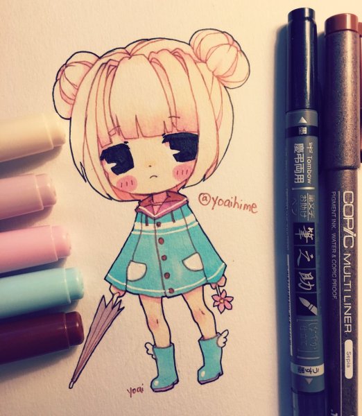 Лёгкие рисунки маркерами аниме