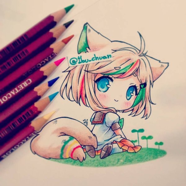 Чиби аниме для срисовки цветные