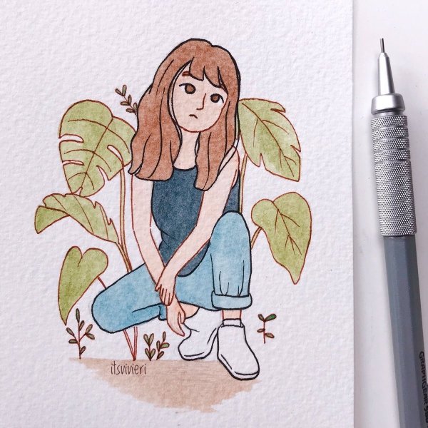 Рисунки для скетчбука лёгкие девочки