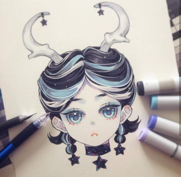 Рисунки девушек фломастерами