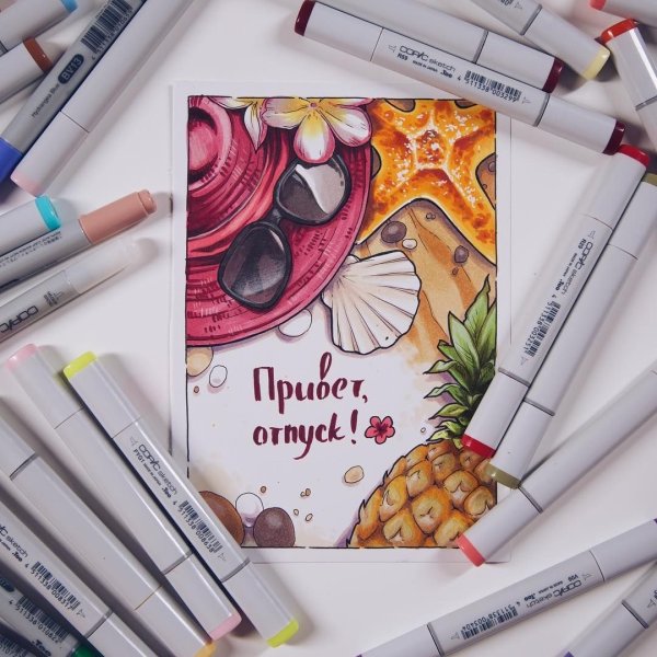 Рисунки маркерами для скетчинга Кактус