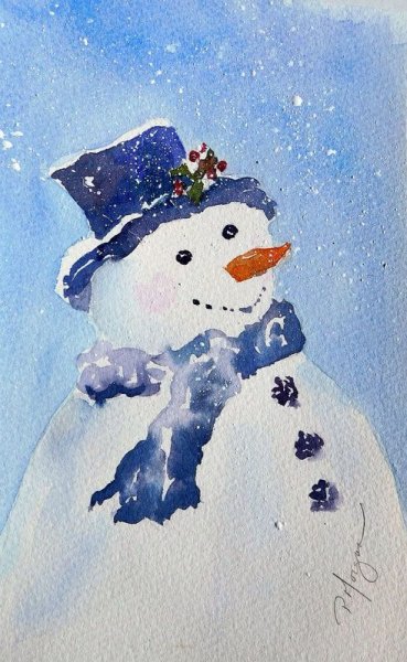 Зима акварелью для детей