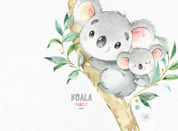 Коала акварелью