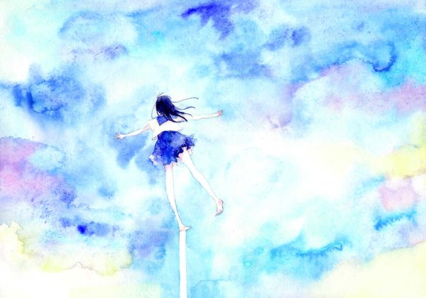 Рисунки акварелью аниме