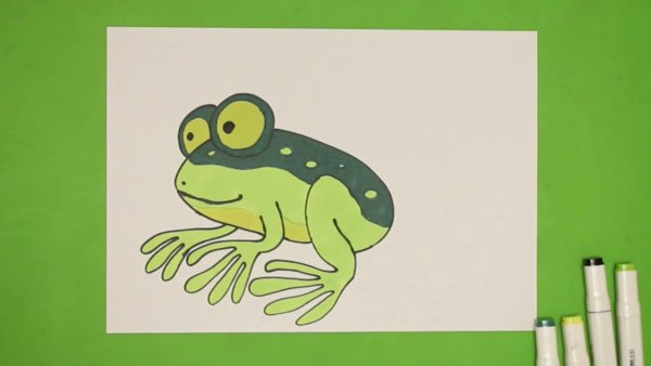 Рисунки простые лягушка рисунок маркерами