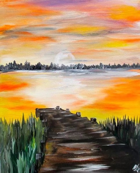 Пейзаж гуашью