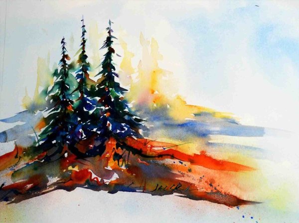 Новый год акварель