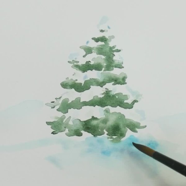 Рисуем елку гуашью