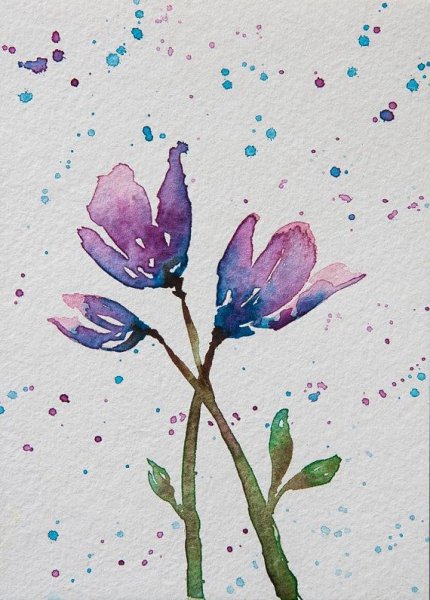 Цветы акварельными красками