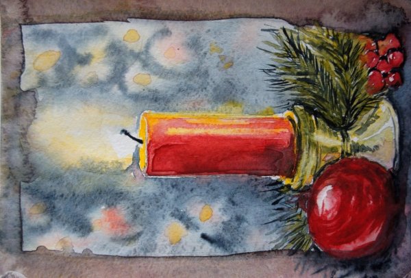 Рисование свечой и акварелью