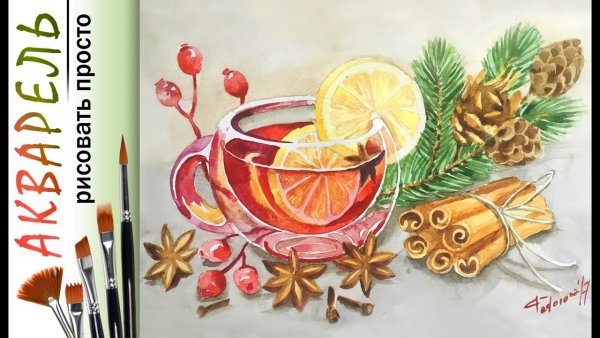 Новогодний натюрморт маркерами