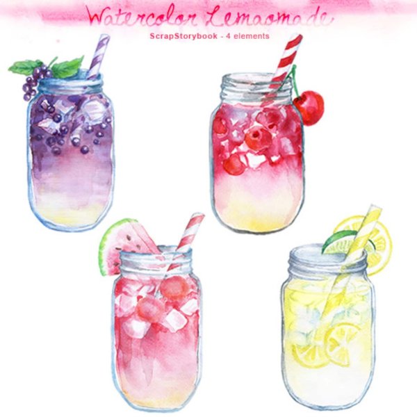 Скетчи акварелью напитки