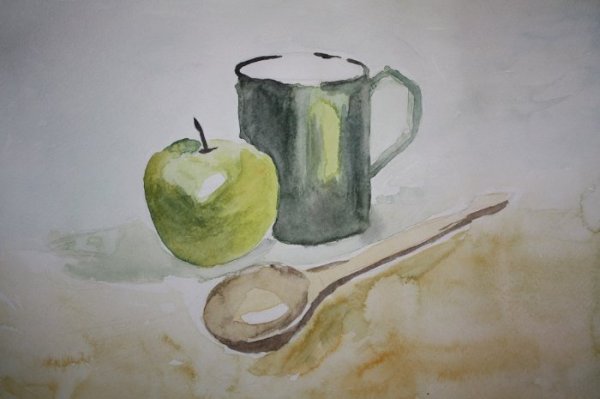 Натюрморт акварель несложный