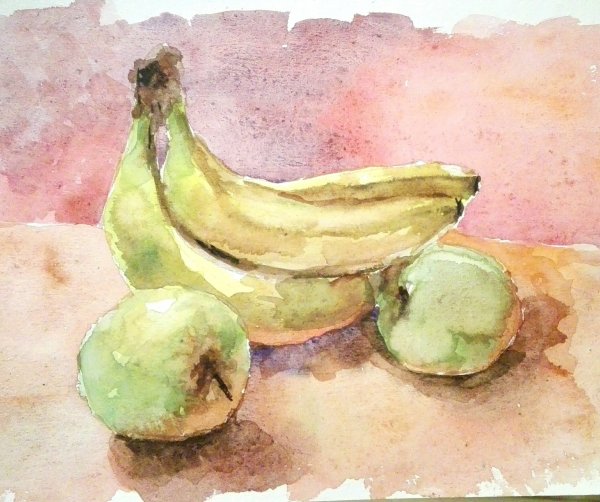 Этюды фруктов и овощей акварелью