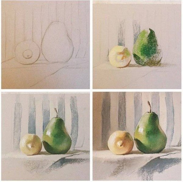 Этапы рисования натюрморта акварелью