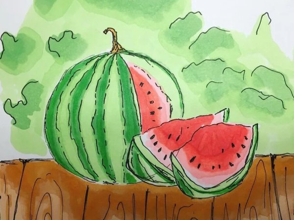 Скетчинг маркерами Арбуз