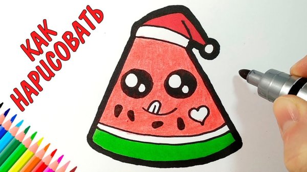 Арбуз акварелью для начинающих