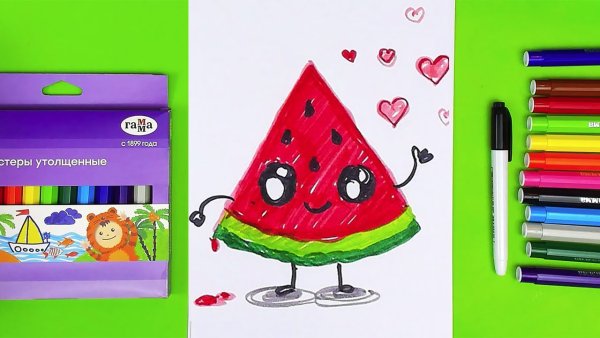 Рисование маркерами Арбуз