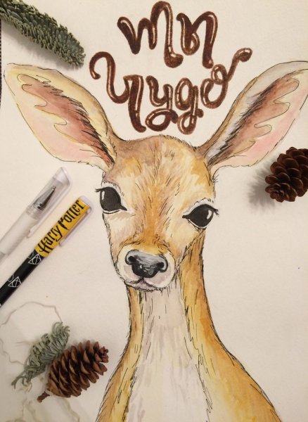 Олень скетч маркерами