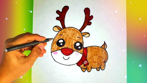 Олень фломастером для детей