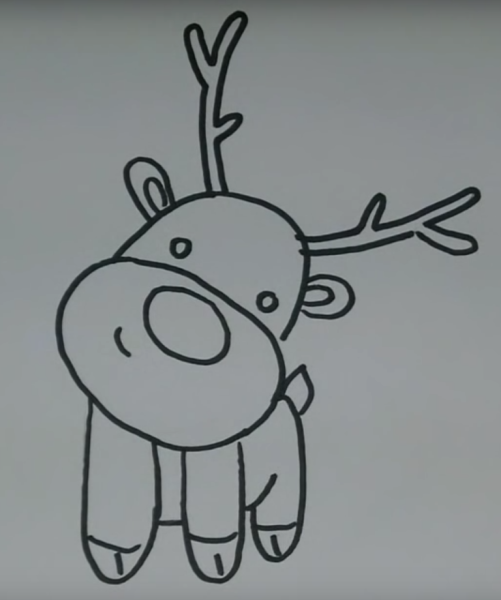 Новогодний рисунок для срисовки легко олень