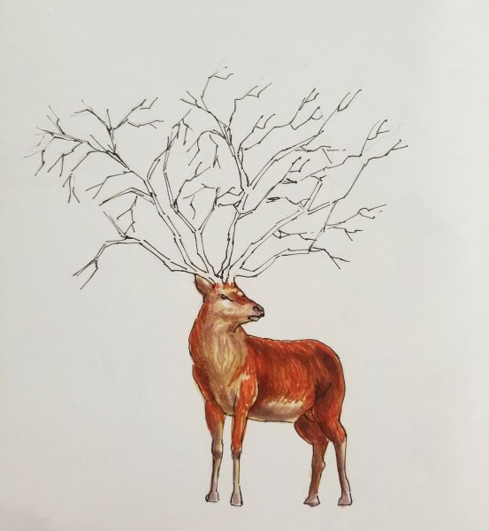 Олень фломастерами