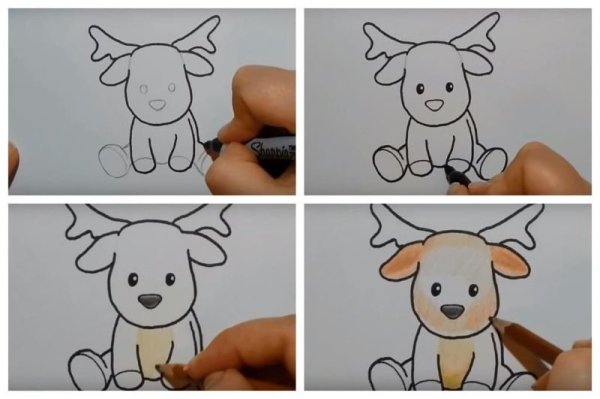 Рисование олененка пошагово