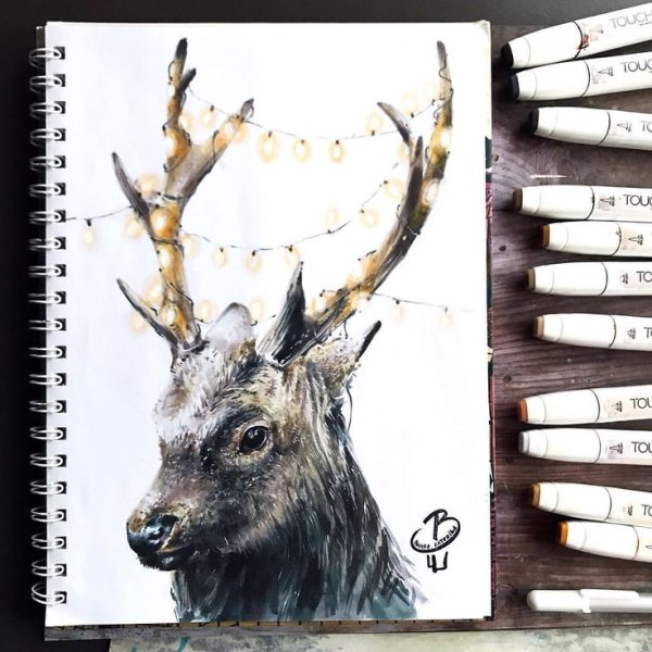Олень скетчбук